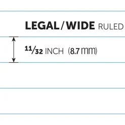 Writing Pads, 8-1/2" x 14", Legal/Wide Ruled, 50 Sheets, White, Pack Of 12 Pads