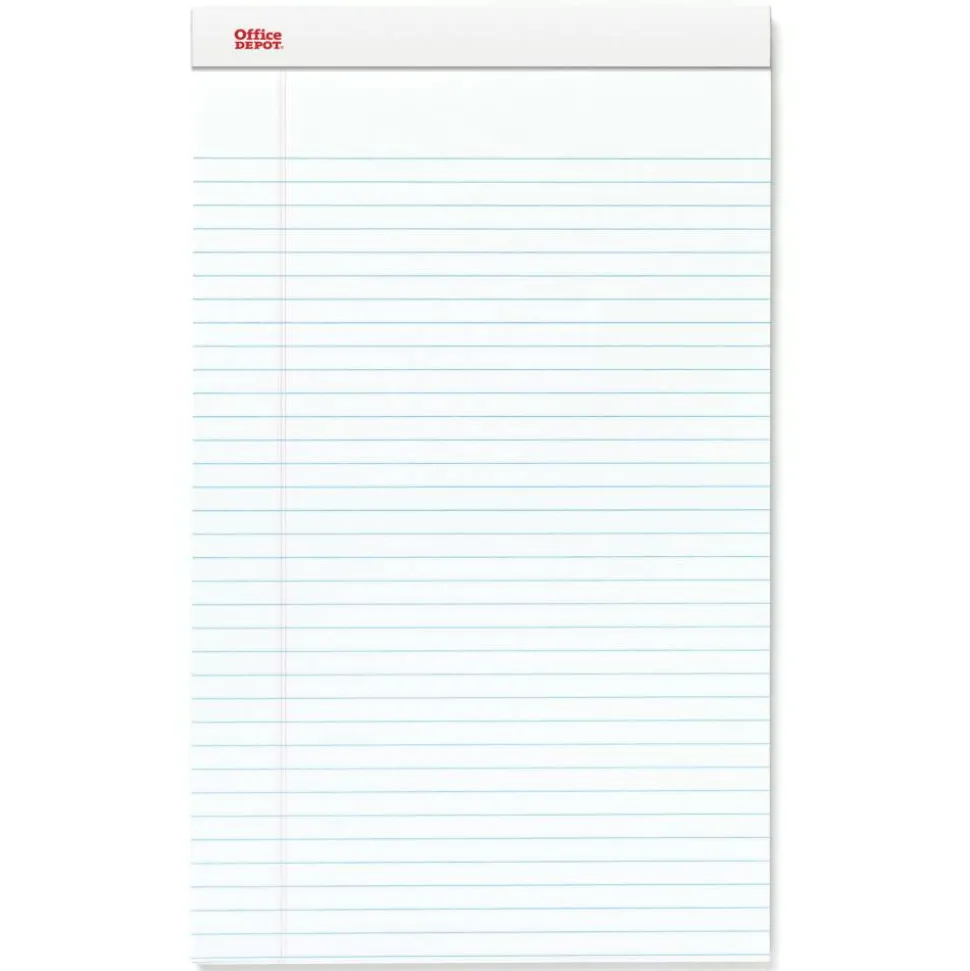Writing Pads, 8-1/2" x 14", Legal/Wide Ruled, 50 Sheets, White, Pack Of 12 Pads