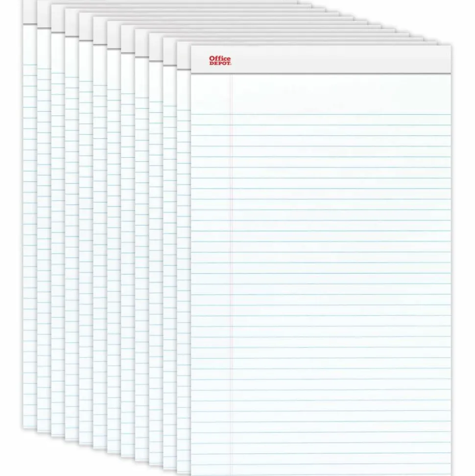Writing Pads, 8-1/2" x 14", Legal/Wide Ruled, 50 Sheets, White, Pack Of 12 Pads