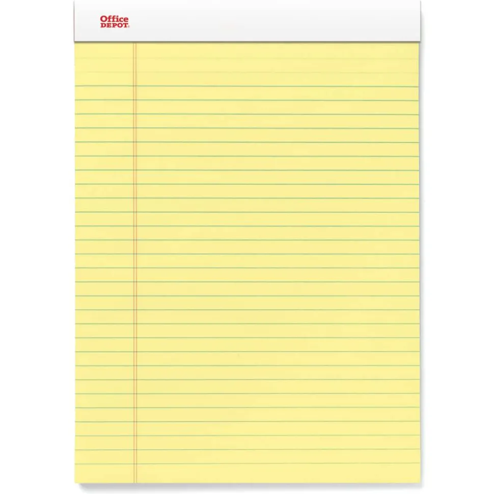 Writing Pads, 8-1/2" x 11-3/4", Legal/Wide Ruled, 50 Sheets, Canary, Pack Of 12 Pads