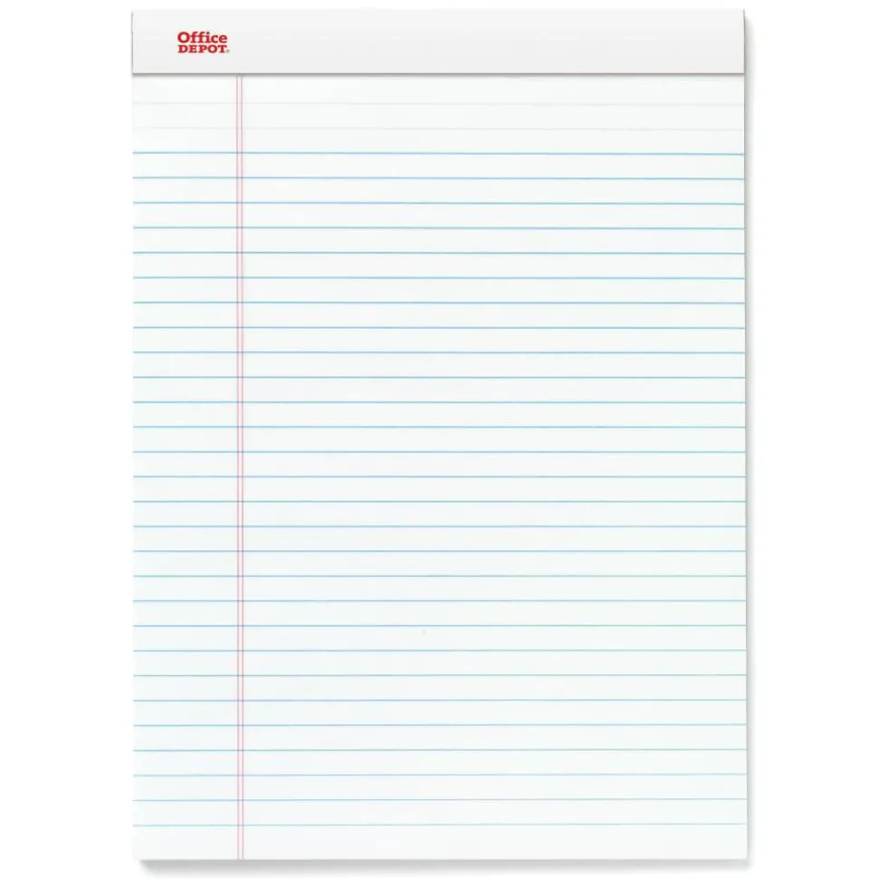 Writing Pads, 8-1/2" x 11-3/4", Legal/Wide Ruled, 50 Sheets, White, Pack Of 12 Pads