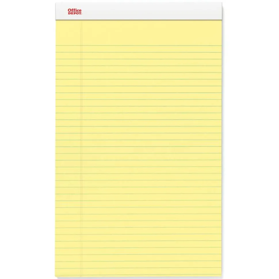 Writing Pads, 8-1/2" x 14", Legal/Wide Ruled, 50 Sheets, Canary, Pack Of 12 Pads