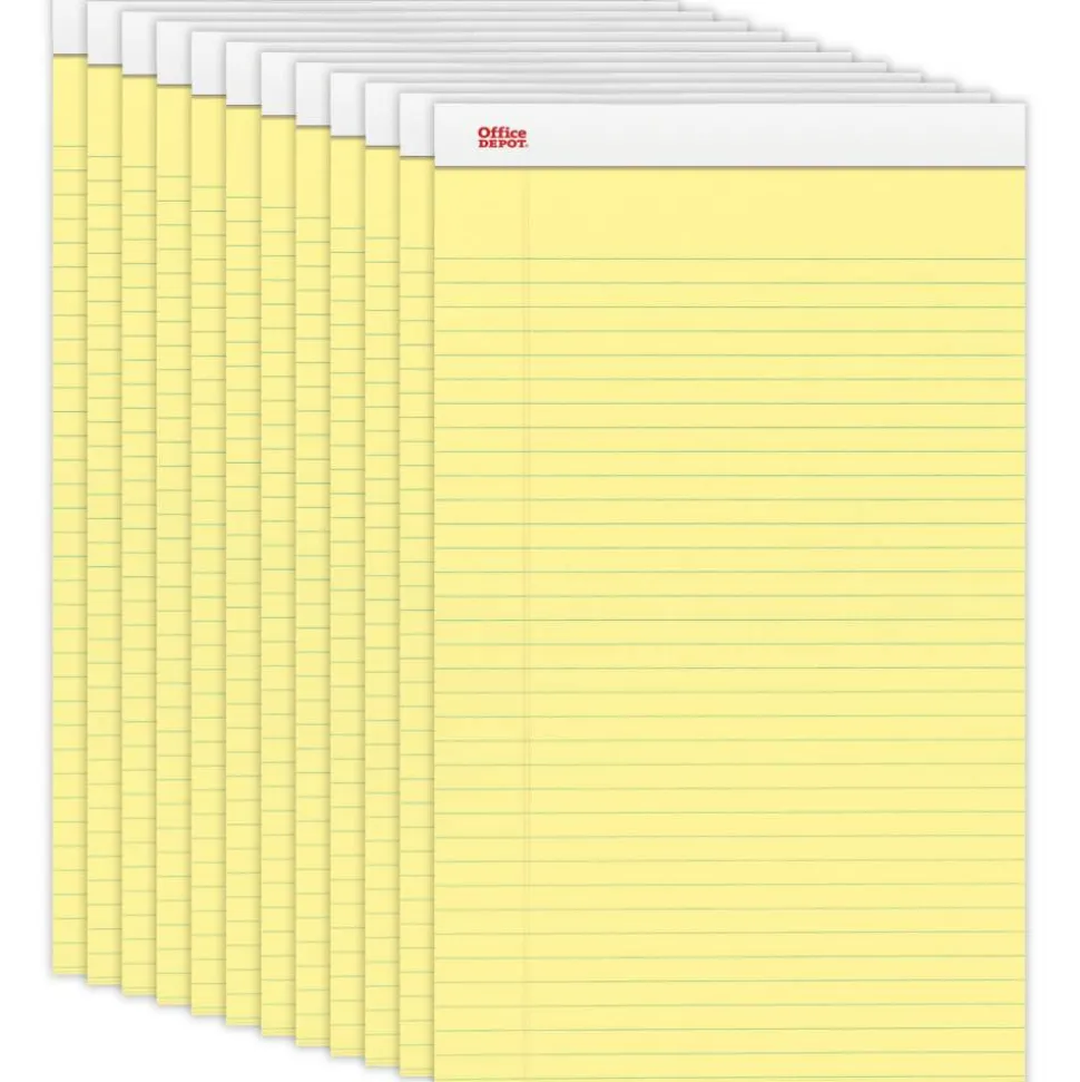 Writing Pads, 8-1/2" x 14", Legal/Wide Ruled, 50 Sheets, Canary, Pack Of 12 Pads