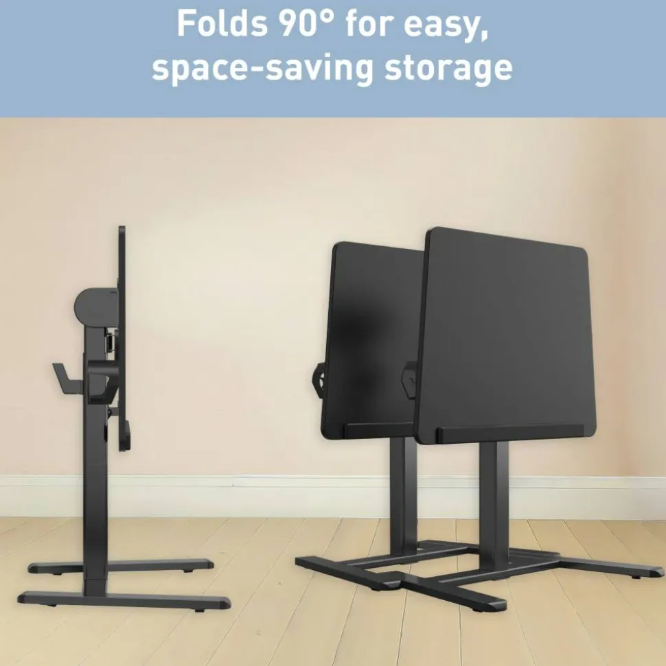 26"W Sit-to-Stand Compact Desk/Laptop Cart Mobile Workstation, 42-1/8”H x 26”W x 20”D, Black, BIFMA Compliant