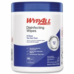 WypAll Disinfecting Wipes, 1-Ply, 5.16 x 8.5, Fresh Scent, White, 185 Sheets/Canister, 3 Canisters/Carton