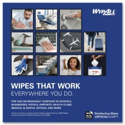 WypAll Disinfecting Wipes, 1-Ply, 5.16 x 8.5, Fresh Scent, White, 185 Sheets/Canister, 3 Canisters/Carton