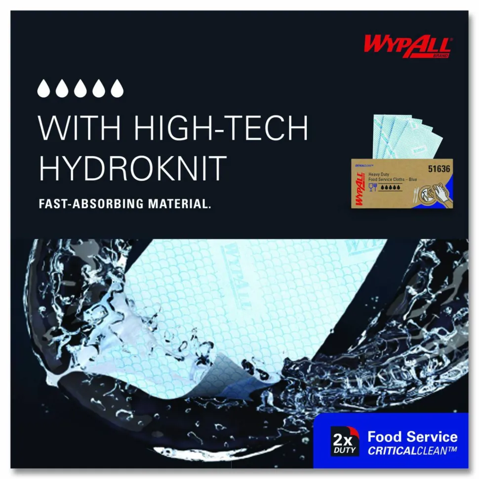 WypAll Foodservice Cloths, 12.5 x 23.5, Blue, 200/Carton