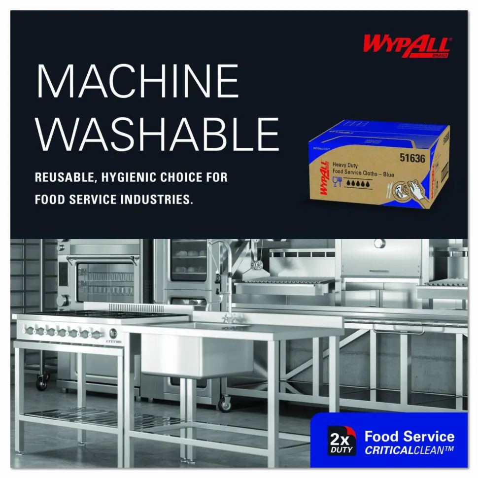 WypAll Foodservice Cloths, 12.5 x 23.5, Blue, 200/Carton