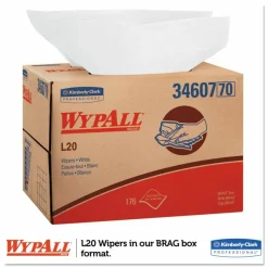WypAll L20 Towels, BRAG Box, 11.1 x 16.8, Unscented, White, 176/Box