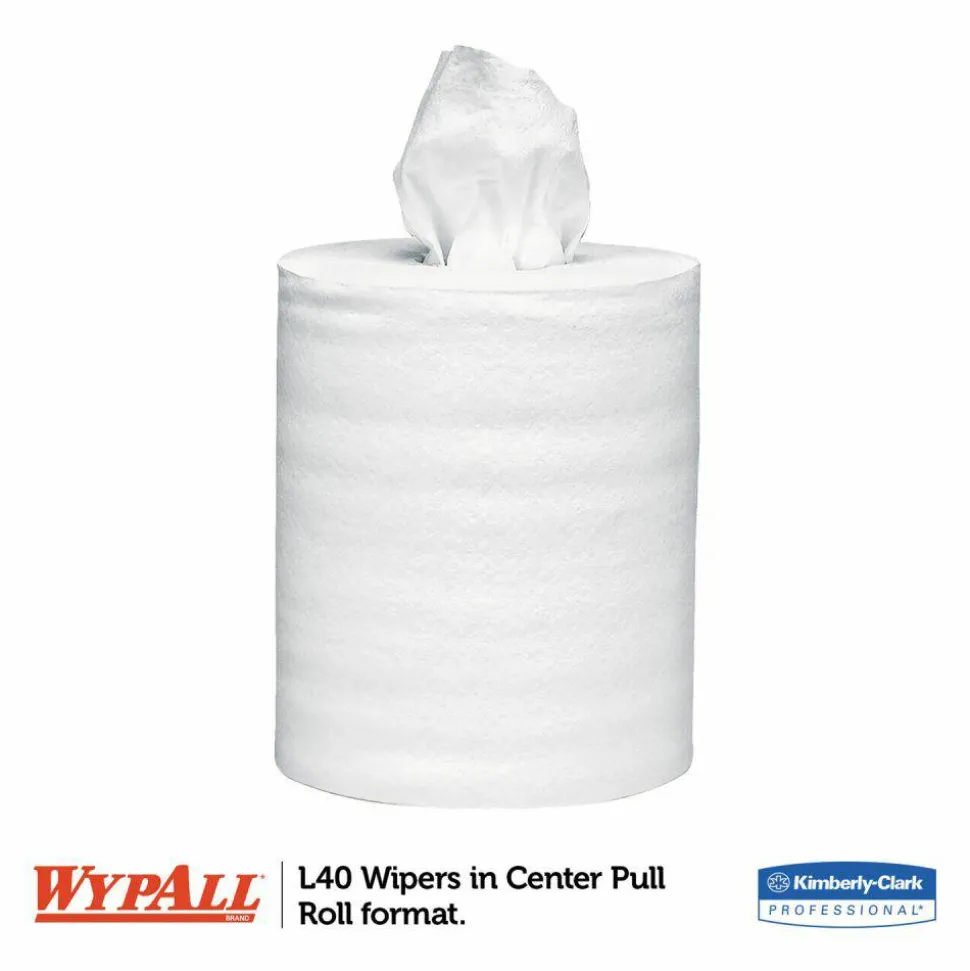 WypAll L40 Towels, Center-Pull, 10 x 13.2, White, 200/Roll, 2/Carton