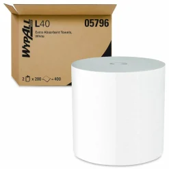 WypAll L40 Towels, Center-Pull, 10 x 13.2, White, 200/Roll, 2/Carton