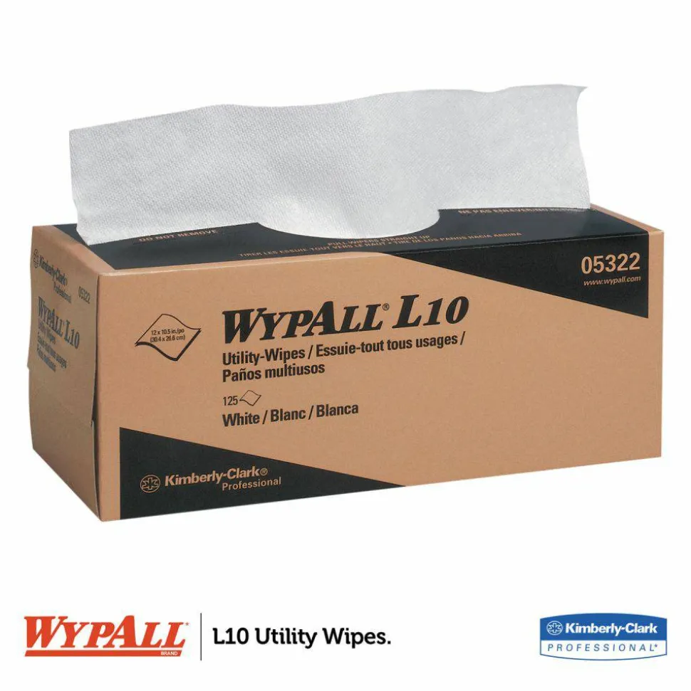 WypAll L10 Towels POP-UP Box, 1-Ply, 12 x 10.25, White, 125/Box, 18 Boxes/Carton