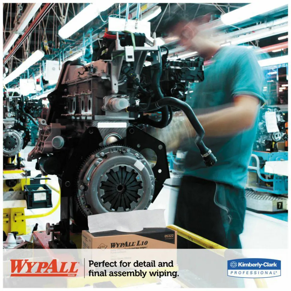 WypAll L10 Towels POP-UP Box, 1-Ply, 12 x 10.25, White, 125/Box, 18 Boxes/Carton