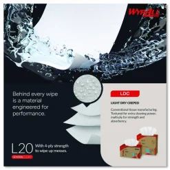 WypAll L20 Towels, POP-UP Box, 4-Ply, 9.1 x 16.8, Unscented, White, 88/Box, 10 Boxes/Carton