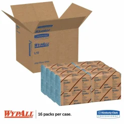WypAll L10 Windshield Towels, Banded, 2-Ply, 9.38 x 10.25, Light Blue, 140/Pack, 16 Packs/Carton