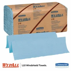 WypAll L10 Windshield Towels, 1-Ply, 9.1 x 10.25, Light Blue, 224/Pack, 10 Packs/Carton