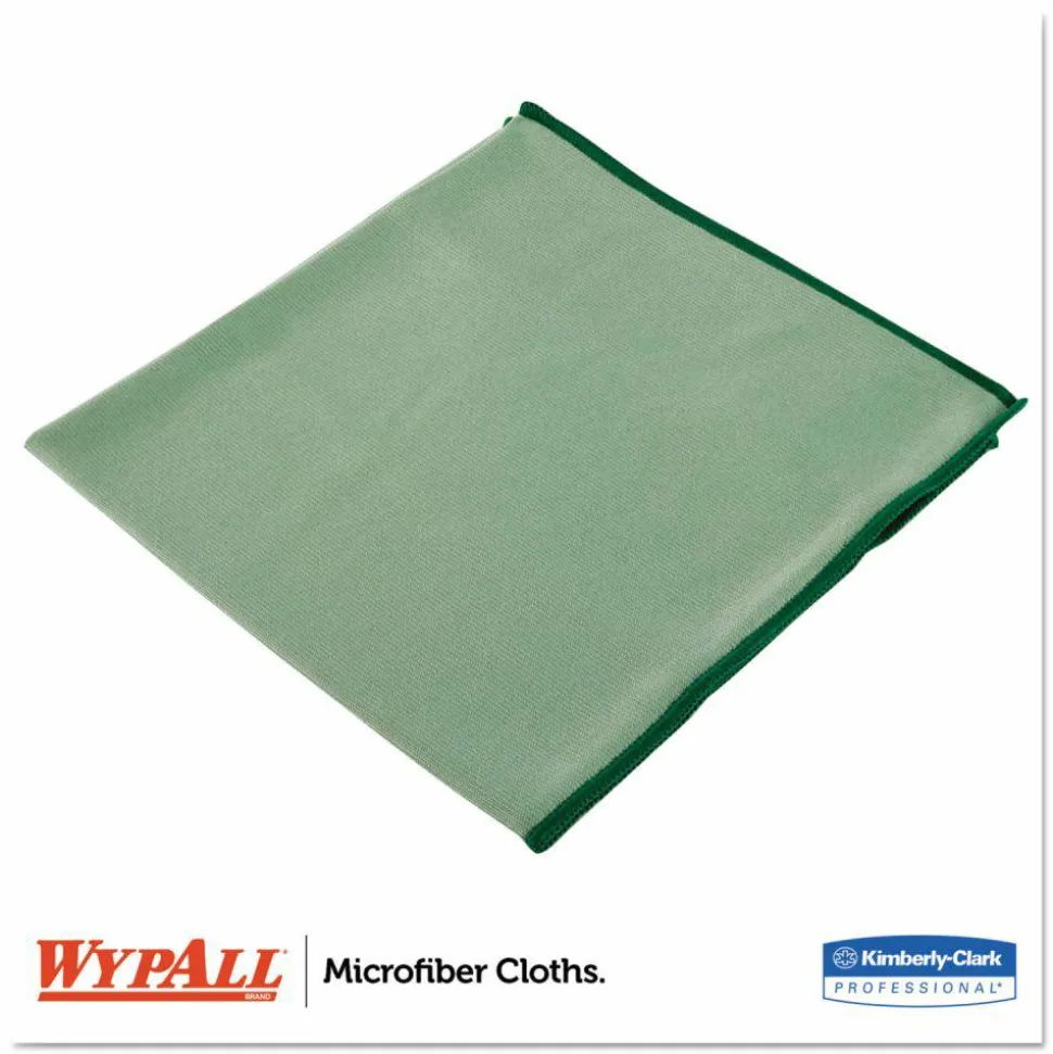 WypAll Microfiber Cloths, Reusable, 15.75 x 15.75, Green, 24/Carton