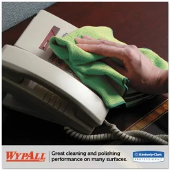 WypAll Microfiber Cloths, Reusable, 15.75 x 15.75, Green, 24/Carton