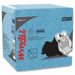 WypAll Power Clean Oil, Grease and Ink Cloths, 1/4 Fold, 12.5 x 12, Blue, 66/Box, 8 Boxes/Carton