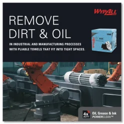 WypAll Power Clean Oil, Grease and Ink Cloths, 1/4 Fold, 12.5 x 12, Blue, 66/Box, 8 Boxes/Carton