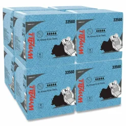 WypAll Power Clean Oil, Grease and Ink Cloths, 1/4 Fold, 12.5 x 12, Blue, 66/Box, 8 Boxes/Carton