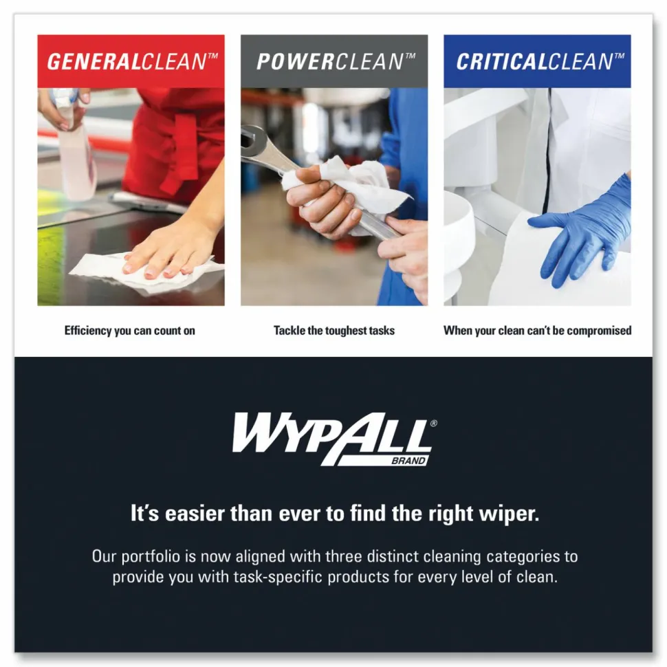 WypAll Power Clean Oil, Grease and Ink Cloths, BRAG Box, 12.1 x 16.8, Blue, 180/Box