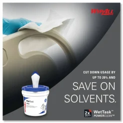 WypAll Power Clean Wipers for Solvents WetTask Customizable Wet Wiping System, Wipers Only, 9 x 15, White, 275/Roll, 2 Rolls/Carton
