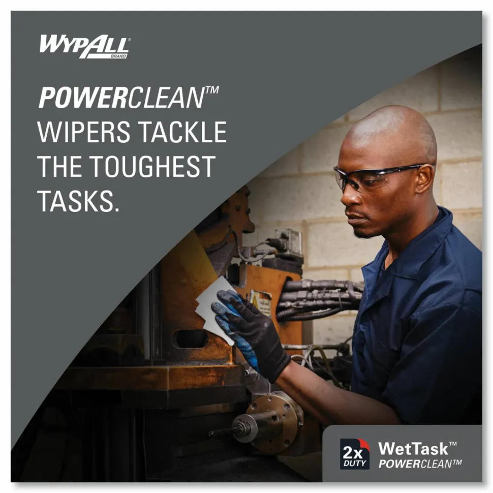 WypAll Power Clean Wipers for Solvents WetTask Customizable Wet Wiping System, Wipers Only, 9 x 15, White, 275/Roll, 2 Rolls/Carton