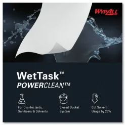 WypAll Power Clean Wipers for Solvents WetTask Customizable Wet Wiping System, Wipers Only, 9 x 15, White, 275/Roll, 2 Rolls/Carton