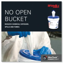 WypAll Power Clean Wipers for Solvents WetTask Customizable Wet Wiping System, Wipers Only, 9 x 15, White, 275/Roll, 2 Rolls/Carton