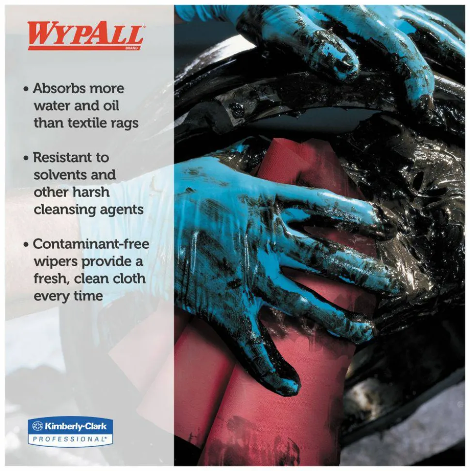 WypAll Power Clean X80 Heavy Duty Cloths, HYDROKNIT, POP-UP Box, 8.34 x 16.8, Red, 76/Box, 5 Box/Carton