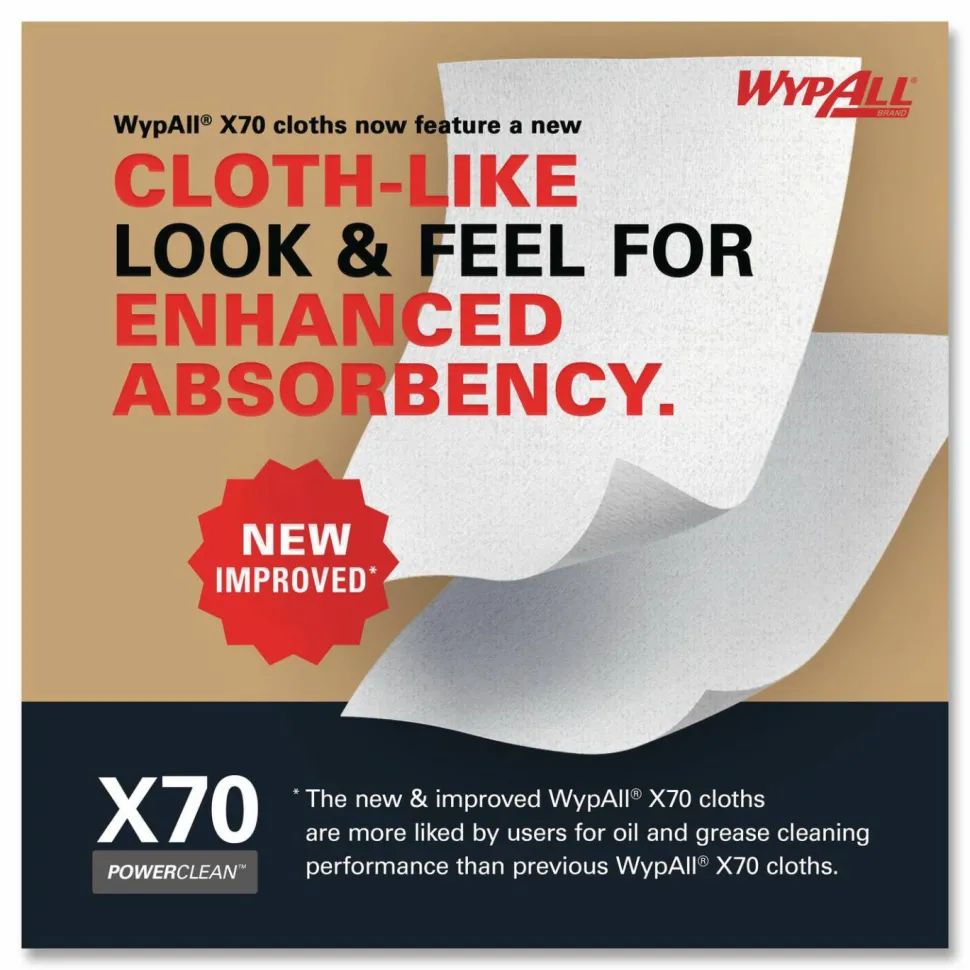 WypAll X70 Cloths, Center-Pull, 9.8 x 12.2, White, 275/Roll, 3 Rolls/Carton