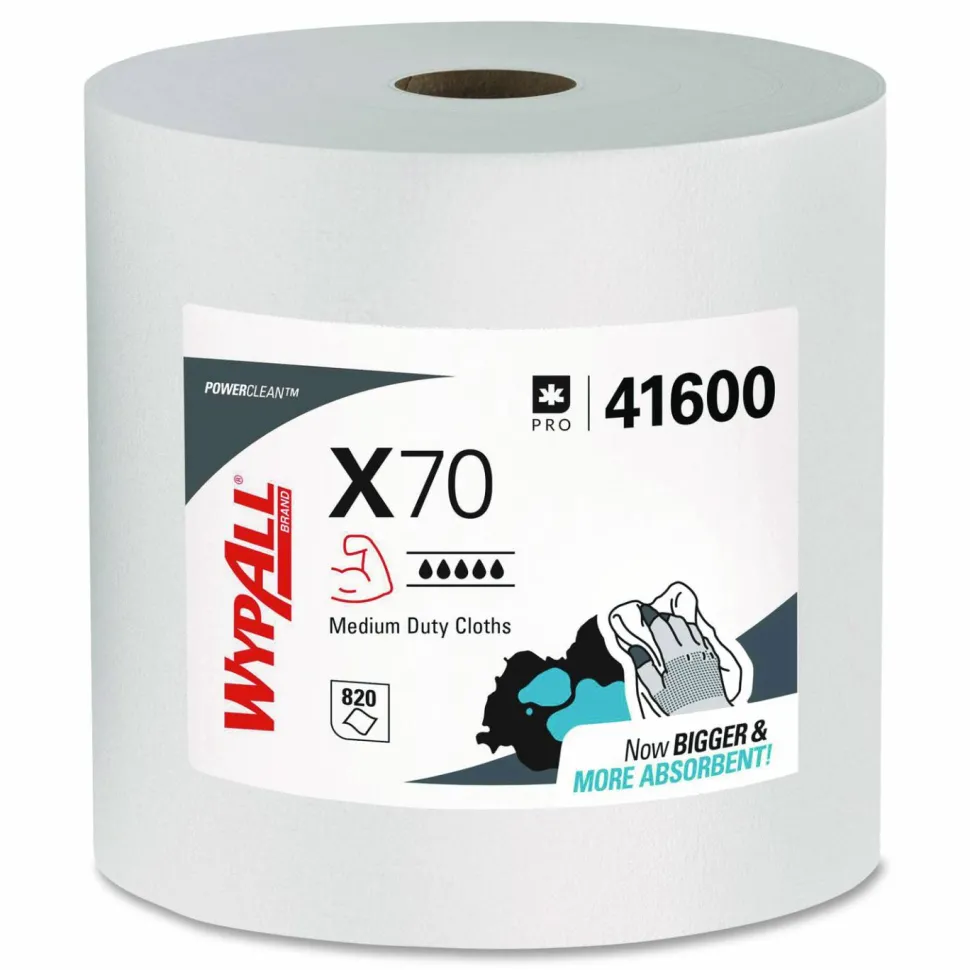 WypAll X70 Cloths, Center-Pull, 9.8 x 12.2, White, 275/Roll, 3 Rolls/Carton