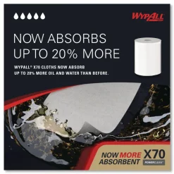 WypAll X70 Cloths, Center-Pull, 9.8 x 12.2, White, 275/Roll, 3 Rolls/Carton
