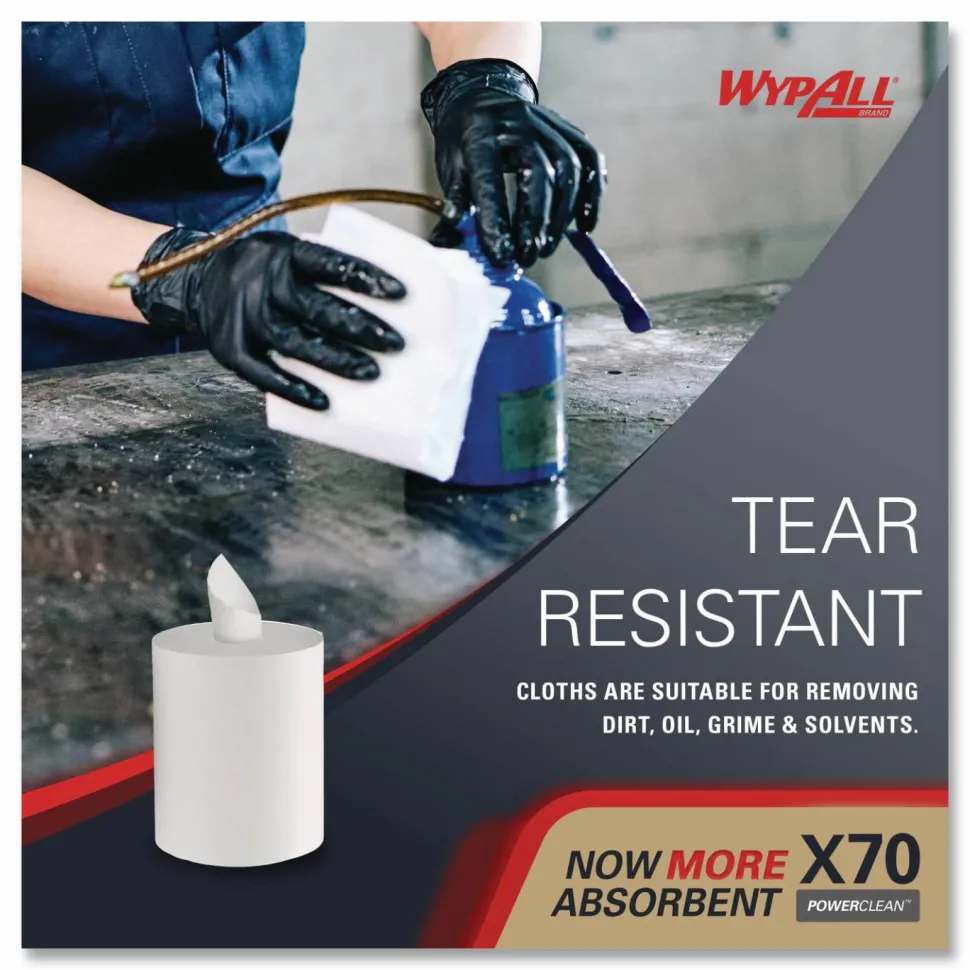 WypAll X70 Cloths, Center-Pull, 9.8 x 12.2, White, 275/Roll, 3 Rolls/Carton