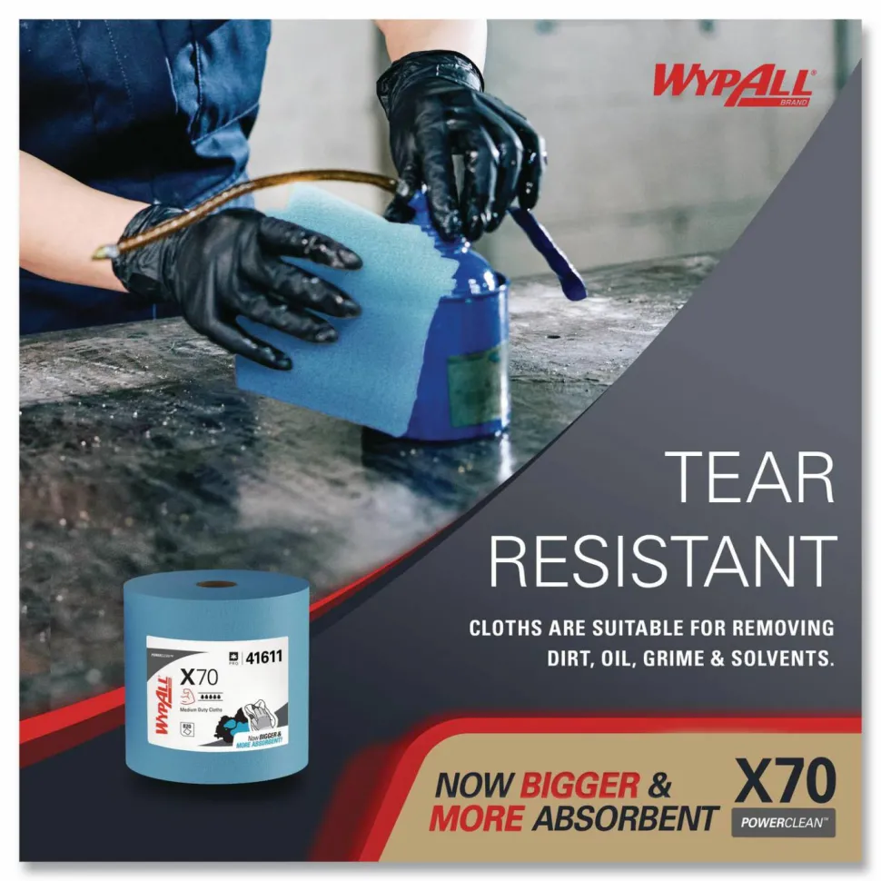 WypAll X70 Cloths, Jumbo Roll, 12.4 x 12.2, Blue, 820/Roll