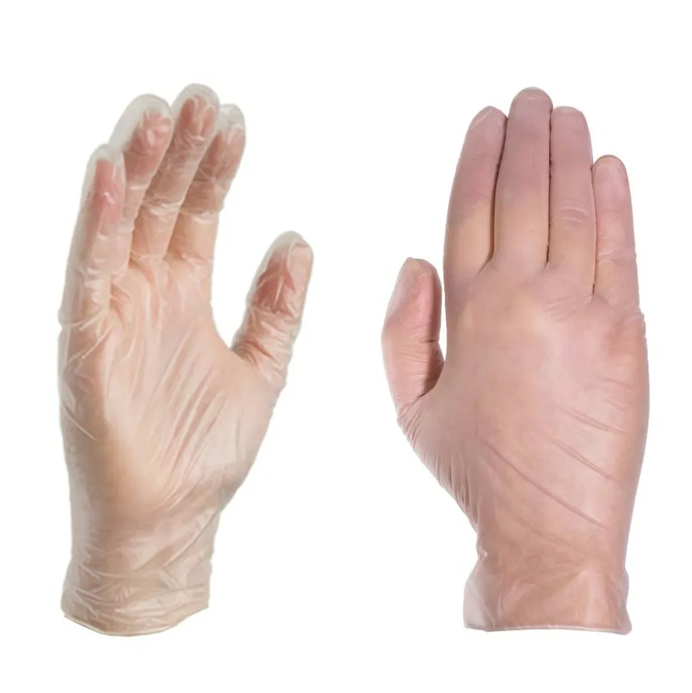 X3 Vinyl Powder-Free Industrial Gloves, Large, Clear, 100 Gloves Per Pack