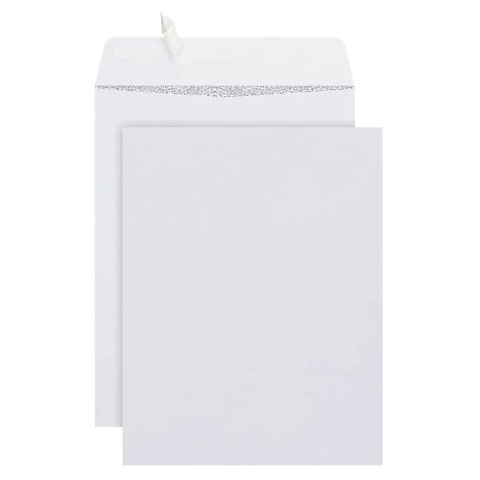 9" x 12" Catalog Envelopes, Security, Clean Seal, White, Box Of 100