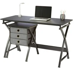 X-Cross 48"W Computer Desk With File Cabinet, Black