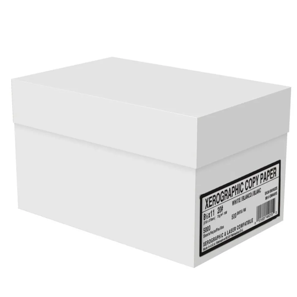Xerographic Copy Paper, White, Letter (8.5" x 11"), 5000 Sheets Per Case, 20 Lb, 92 Brightness, 92 Brightness