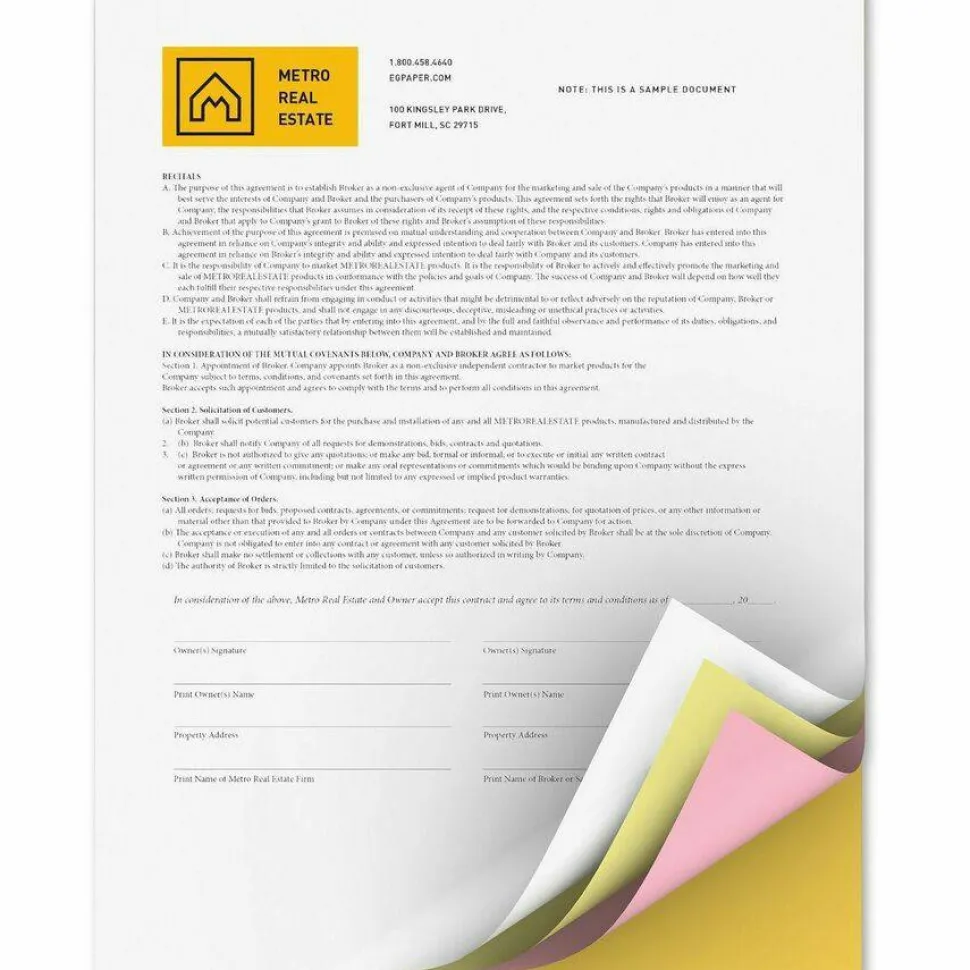 Xerox Revolution Premium Digital Carbonless Laser Paper, White/Canary/Pink/Goldenrod, Letter, 20 Lb, 92 Brightness, 1250 Total, 125 Sets/Ream