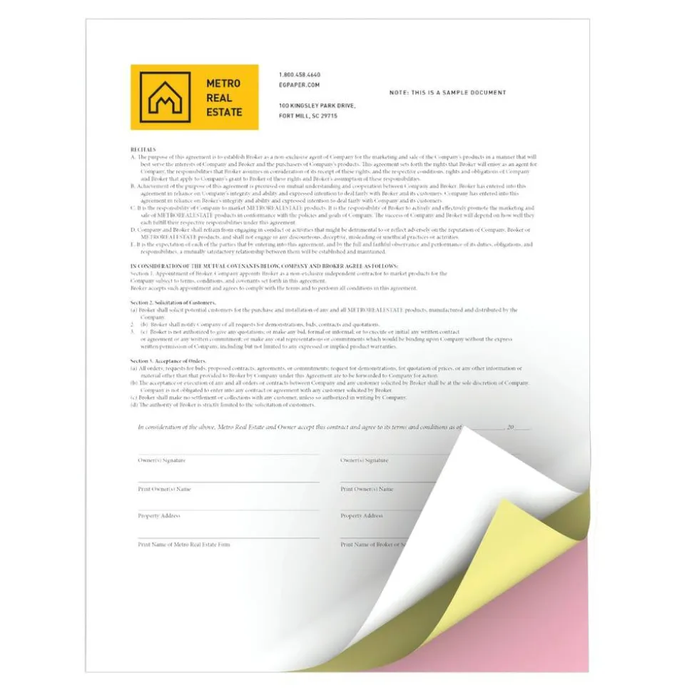 Xerox Revolution Premium Digital Carbonless Laser Paper, White/Canary/Pink, Letter (8 1/2" x 11"), 20 Lb, 92 Brightness, 1670 Total, 167 Sets/Ream