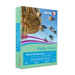 Xerox Vitality Colors Multi-Use Printer & Copy Paper, 1 Ream, Green, Letter (8.5" x 11"), 500 Sheets Per Ream, 20 Lb, 30% Recycled