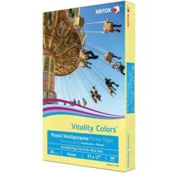 Xerox Vitality Colors Multi-Use Printer & Copy Paper, 1 Ream, Yellow, Ledger (11" x 17"), 500 Sheets Per Ream, 20 Lb, 30% Recycled