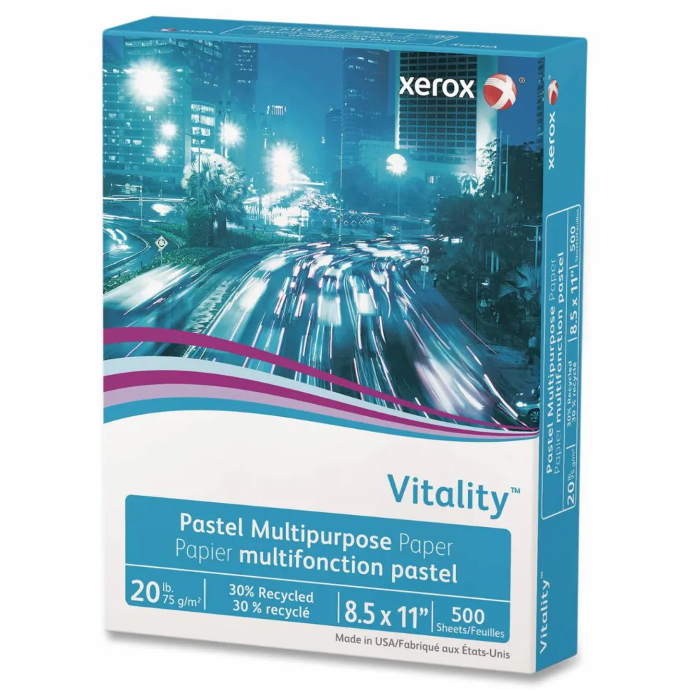 Xerox Vitality Colors Multi-Use Printer & Copy Paper, 1 Ream, Goldenrod, Letter (8.5" x 11"), 500 Sheets Per Ream, 20 Lb, 30% Recycled