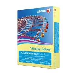 Xerox Vitality Colors Pastel Plus Color Multi-Use Printer & Copy Paper, 1 Ream, Yellow, Letter (8.5