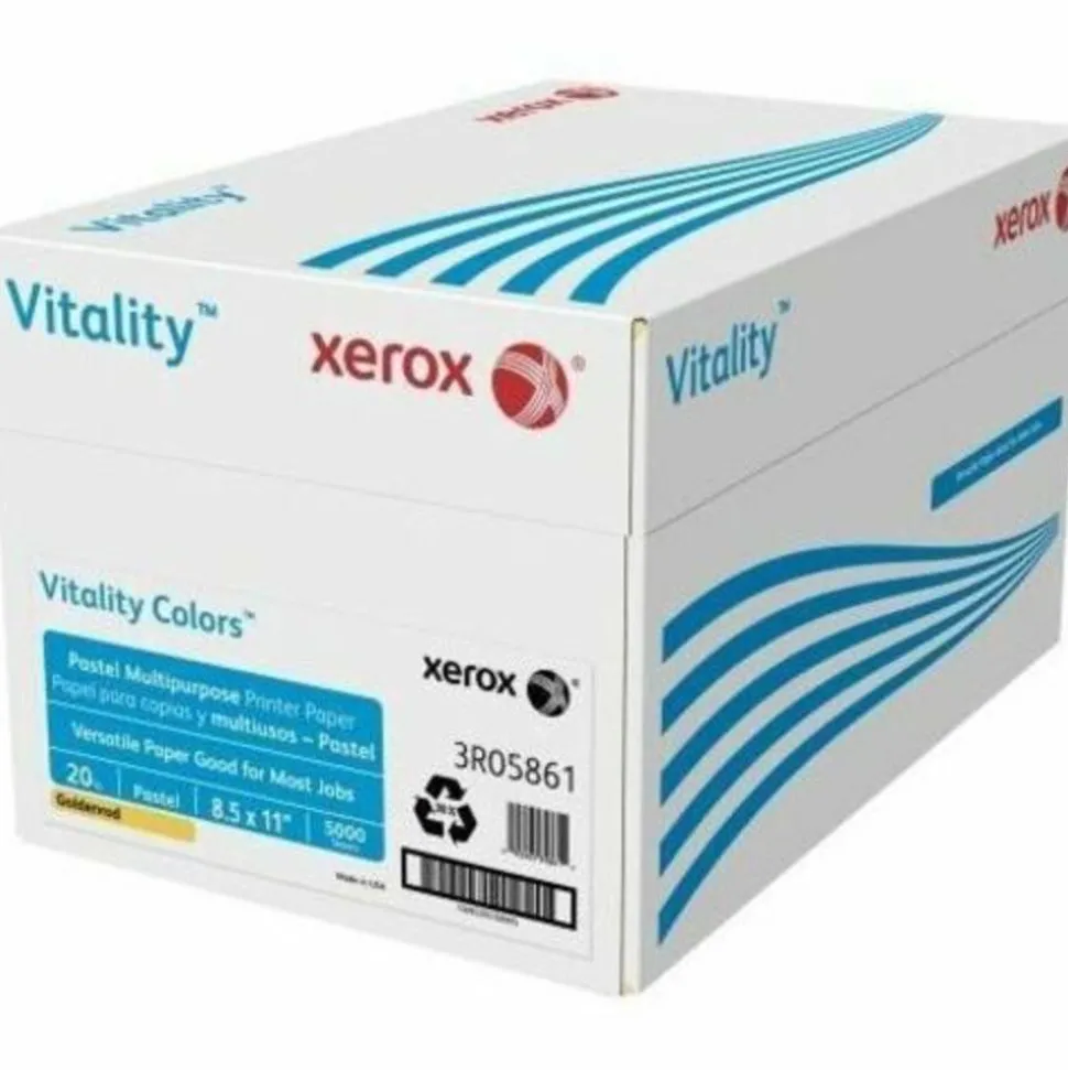 Xerox Vitality Colors Pastel Multi-Use Printer & Copy Paper, 10 Reams, Goldenrod, Letter (8.5" x 11"), 5000 Sheets Per Case, 20 Lb, 30% Recycled