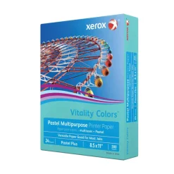 Xerox Vitality Colors Pastel Plus Color Multi-Use Printer & Copy Paper, 1 Ream, Aqua, Letter (8.5" x 11"), 500 Sheets Per Ream, 24 Lb, 30% Recycled
