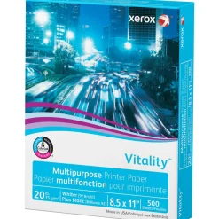 xerox Vitality Multipurpose Print Paper, 92 Bright, 20 lb Bond Weight, 8.5 x 11, White, 500/Ream