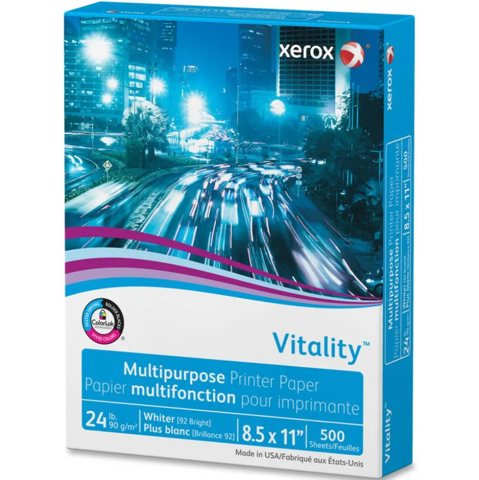 Xerox Vitality Multi-Use Printer & Copy Paper, White, Letter (8.5" x 11"), 5000 Sheets Per Case, 24 Lb, 92 Brightness, FSC Certified